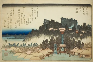 Avondklok in Ikegami (Ikegami no bansho), uit de serie "Acht gezichten in de omgeving van Edo (Edo kinko hakkei no uchi)"
