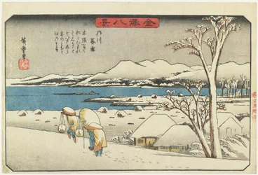 Avondsneeuw in Uchikawa, 1835-1836