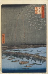 Vuurwerk bij Ryogoku-brug Honderd beroemde uitzichten van Edo