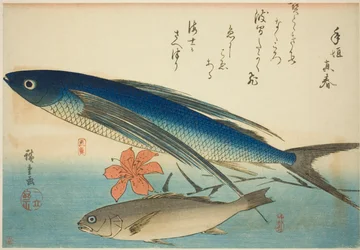 Vliegende vis en Ichimochi, uit een ongetitelde serie van vissen
