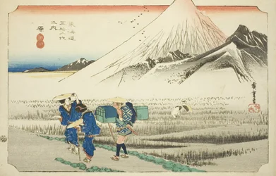 Hara: Mount Fuji in de Ochtend, uit de serie "Drieënvijftig Stations van de Tokaido Weg"
