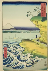 Hota Strand in de provincie Awa (Boshu Hota no kaigan), uit de serie "Zesendertig Zichten op de Fuji (Fuji sanjurokkei)"