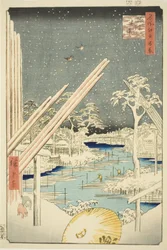 Houthandelaren bij Fukagawa (Fukagawa kiba), uit de serie 