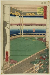 Maanuitkijkpunt (Tsuki no misaki), uit de serie "Honderd beroemde vergezichten van Edo (Meisho Edo hyakkei)".