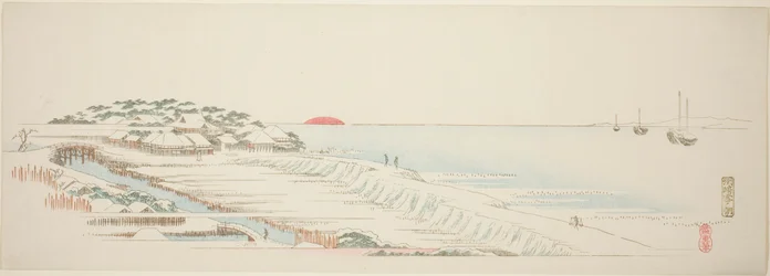 Ochtendsneeuw bij Susaki (Susaki yuki no asa), uit de serie "Dertien uitzichten van de omgeving van Edo"