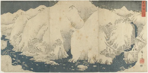 Berg en rivier bij Kiso-pas, augustus 1857