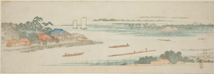Monding van de Naka-rivier (Nakagawa guchi no zu), uit een ongetitelde serie beroemde uitzichten van de buitenwijken van Edo