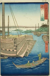 Nagato Provincie: Shimonoseki (Nagato, Shimonoseki), uit de serie "Beroemde Plaatsen in de Zestig-odd Provincies (Rokujuyoshu meisho zue)"