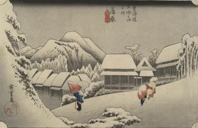 Nacht Sneeuw bij Kanbara, uit de serie Drieënvijftig Stations van de Tōkaidō