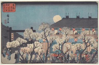 Nachtelijke bezichtiging van kersenbloesems langs de Nakanoch? in Shin Yoshiwara, uit de serie Beroemde plaatsen in de oostelijke hoofdstad