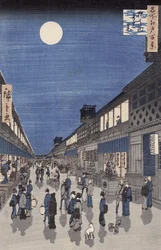 Nachtelijk gezicht op de Saruwaka-straat, uit 