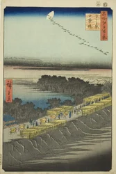 Nihon Embankment, Yoshiwara (Yoshiwara Nihonzutsumi), uit de serie "Honderd beroemde uitzichten van Edo (Meisho Edo hyakkei)"