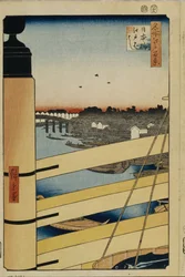 Nihonbashi en Edobashi Bruggen Honderd beroemde uitzichten van Edo, 1856-1858