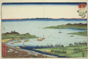 Niigata in de Echigo Provincie (Echigo Niigata), uit de serie "Worstelen tussen Bergen en Zeeën (Sankai mitate zumo)"