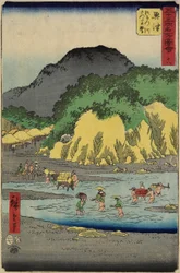 Voet van de berg Satta bij de Okitsu-rivier, Okitsu, juli 1855