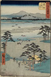 Nr.29 Veerboot op de Tenryu-rivier, Mitsuke, juli 1855