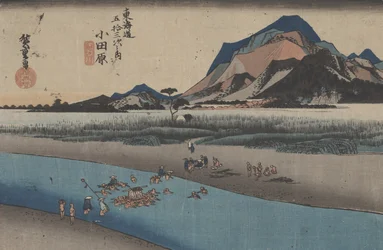 Nr. 10 “Odawara: Sakawa-rivier” uit 53 stations van de Tokaido, ca. 1833