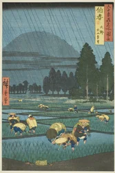 Ono, Ver uitzicht op de berg Daisen in de provincie Hoki (Hoki, Ono, Daisen enbo), uit de serie "Beroemde plaatsen in de zestig-odd provincies (Rokujuyoshu meisho zue)"