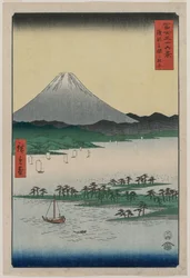Pijnboombossen van Miho in Suruga, uit de serie Zesendertig gezichten op de berg Fuji, 1858
