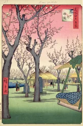 Pruimen Tuin, Kamata, uit Honderd beroemde uitzichten van Edo, februari 1857