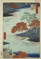 Binnenplaats van het Akiba-heiligdom, Ukeji (Ukeji Akiba no keidai), uit de serie "Honderd Beroemde Zichten van Edo (Meisho Edo hyakkei)"
