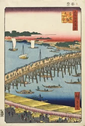 De Ryōgoku-brug en de grote rivieroever