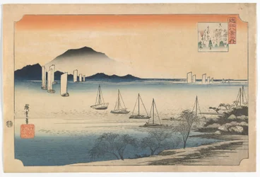 Zeilboten terugkerend naar Yabase, Edo-periode, vroege jaren 1830