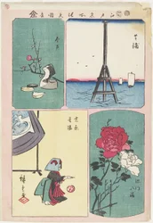 Shibaura, Fukagawa Heiligdom, Lente in Yoshiwara, Imado, juli 1857