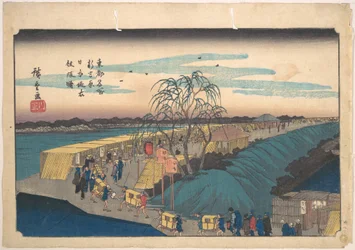 Shin-Yoshiwara, Nihon-dijk, Emonzaka bij dageraad