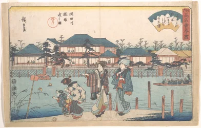 Sumidagawa, veerovertocht bij Hashiba (Yanagiya)