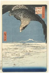 Susaki en de Jmantsubo-vlakte bij Fukagawa uit de serie Honderd beroemde uitzichten van Edo, 1857