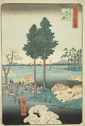 Suwa Bluff bij Nippori (Nippori Suwanodai), uit de serie "Honderd Beroemde Zichten van Edo (Meisho Edo hyakkei)"