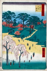 Tempeltuinen in Nippori Honderd Beroemde Zichten van Edo, 1856-1858