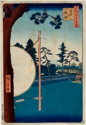 Het Paardenparcours bij Takata Honderd Beroemde Zichten van Edo, 1856-1858