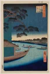 De Rendezvous-den bij de Asakusa-rivier en de Oumaya-oever van de Sumida-rivier, uit de serie „Honderd beroemde uitzichten op Edo“