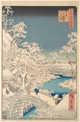 De Taiko-trommelbrug en de Yuhi-heuvel bij Meguro