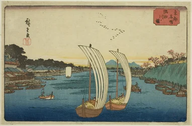 Uitzicht op de Sumida Rivier, uit de serie "Beroemde plaatsen in de oostelijke hoofdstad"