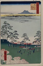 Uitzicht naar het noorden vanaf Asukayama Honderd beroemde uitzichten van Edo, 1856-1858