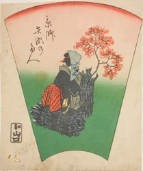 Bezoeker uit Yase in Kyoto (Kyoto Yase no marebito), deel van een blad uit de serie "Afbeeldingen van de drieënvijftig stations van de Tokaido-weg (Tokaido gojusan tsugi zue)"
