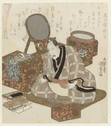 Ichikawa Danjūrō VII in zijn kleedkamer