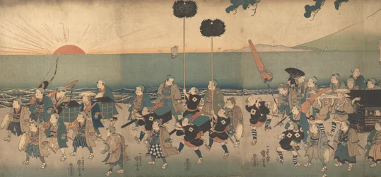 Jongens die een Daimyo Processie Naspeelden