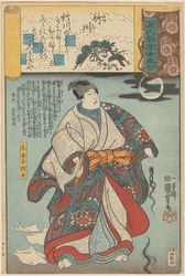 Ukiyo-e parallellen met de bewolkte hoofdstukken van de Genji (serietitel op object)