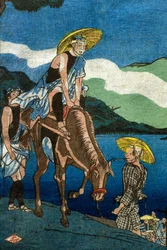 Zicht op Tamura-veerboot op de Ōyama-weg in de provincie Sagami (Sōshū Ōyama-dō Tamura no watashi no kei)