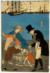 Europeanen wandelen in Yokohama, gepubliceerd 1871
