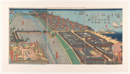 Overzicht van de wijk Honcho en het Miyozaki kwartier in Yokohama