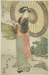 Een hedendaagse parodie op Komachi bidt voor regen (Tosei yatsushi Amagoi Komachi)