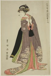 Yamatoya: Iwai Hanshiro IV als Katanaya Ohana, uit de serie "Portretten van Acteurs op het Podium (Yakusha butai no sugata-e)"