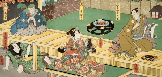 Scène uit Genji monogatari (Verhaal van Genji) door Murasaki Shibuku (geb. 978) ca. 1860