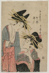 De courtisanes Karagoto en Nishikido van Chojiya, eind 1800s