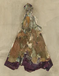 Statige dame in een collagejurk